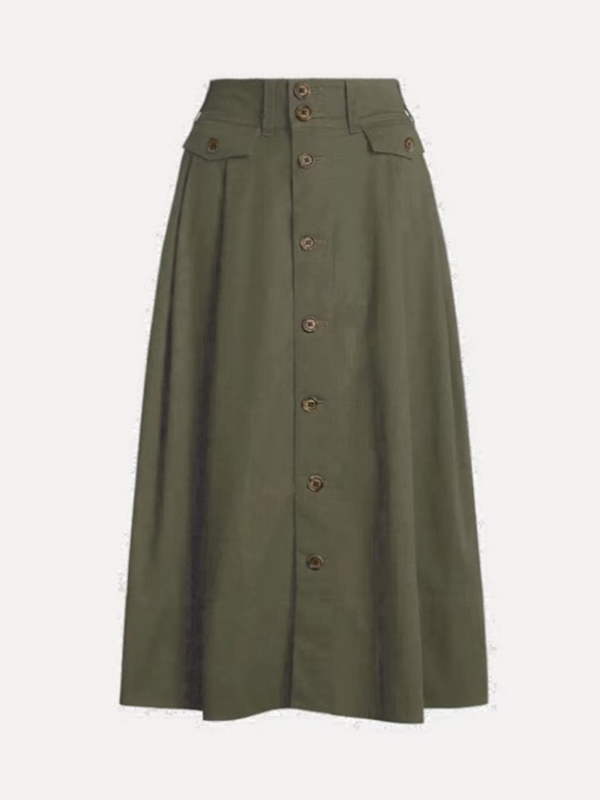 Loose No Belt Pockets Solid Color Skirts Bottoms