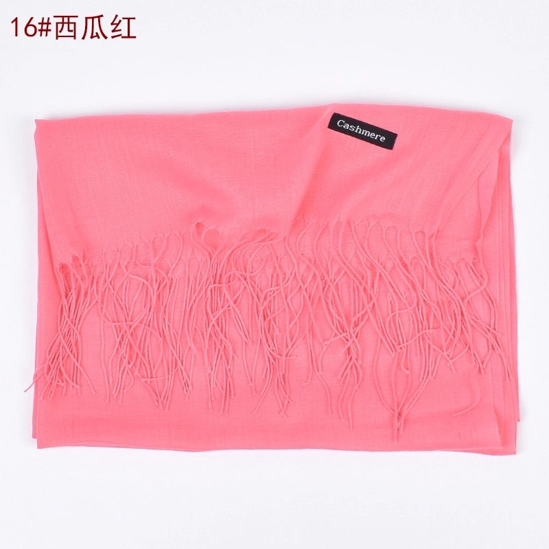 Women's Fashion Tassel Solid Color Imitation Cashmere Winter Scarves