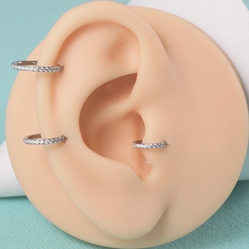 1 Piece Nose Rings & Studs Minimalist Round G23 Titanium Zircon Inlay Zircon