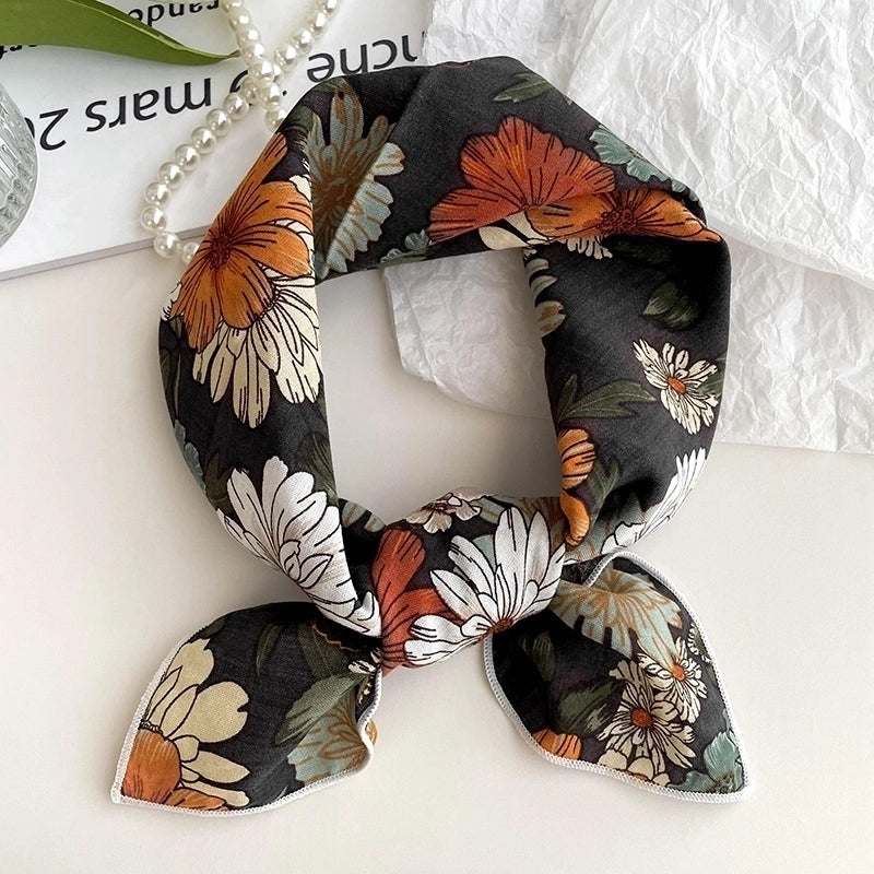 Women's Sweet Minimalist Color Block Cotton And Linen Printing Scarf