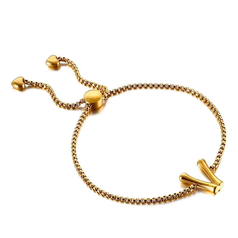Casual Minimalist Letter Heart Shape Stainless Steel 18K Gold Plated Bracelets In Bulk