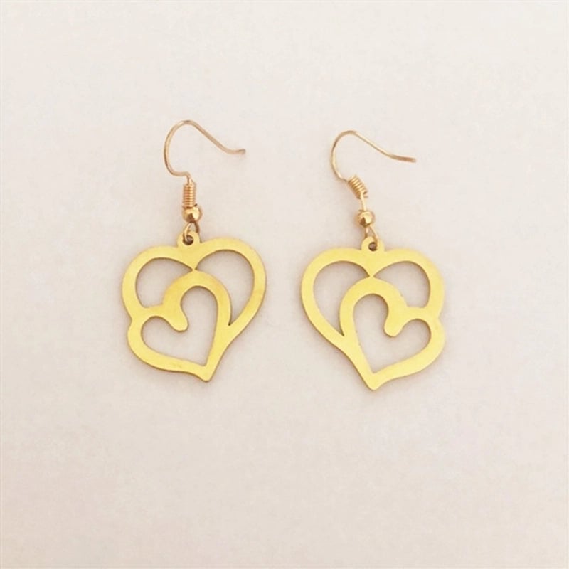 1 Pair Fashion Cross Letter Heart Shape Stainless Steel Patchwork Drop Earrings