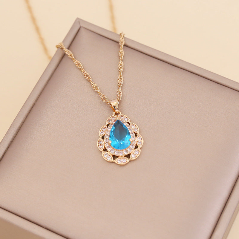 Women Chain  Droplet Glass Necklaces