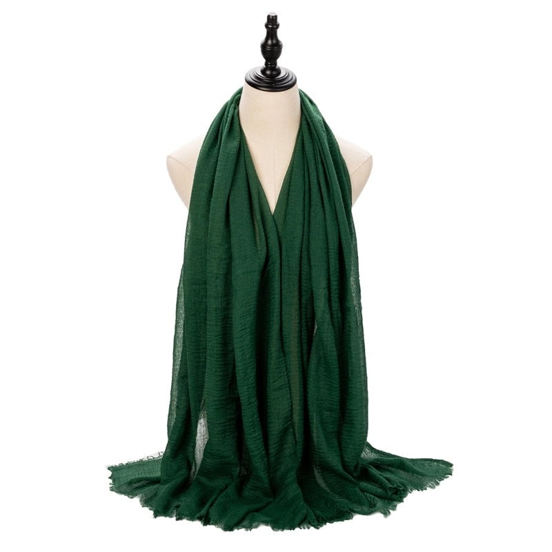 Hot Selling Women's Cotton And Linen Solid Color Baotou Scarf Cover Pleated Short Beard Headscarf