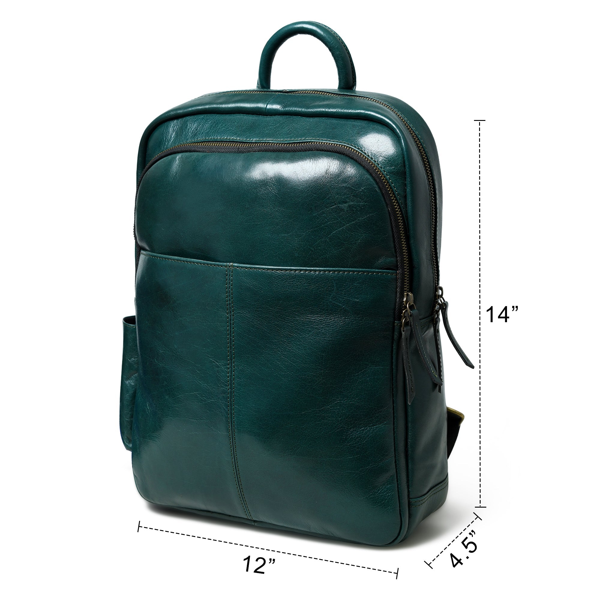 Luxury Italian Leather Backpack. Green