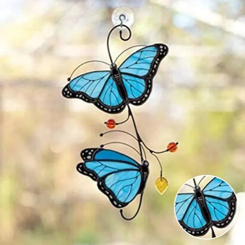 🔥🔥🔥Stained Monarch Butterfly Glass Window Decor