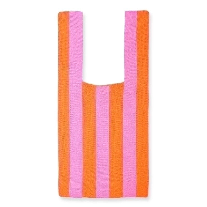 Women's Basic Stripe Polyester Shopping Bags