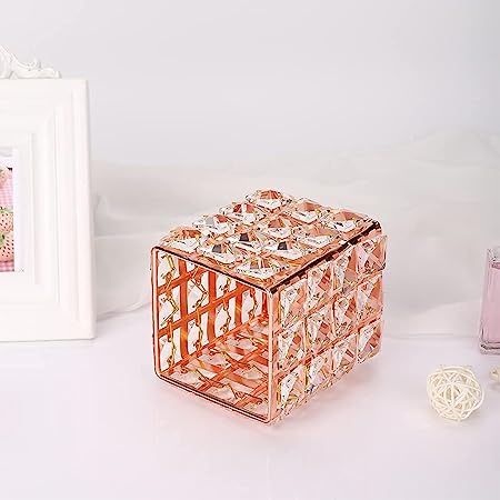 Crystal Makeup Brush Holder. Cosmetic Organizer For Makeup Brushes. Rectangle. Rose Gold