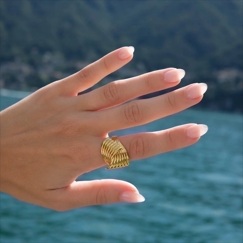 304 Stainless Steel 18K Gold Plated Retro Streetwear Plating Geometric Rings Earrings