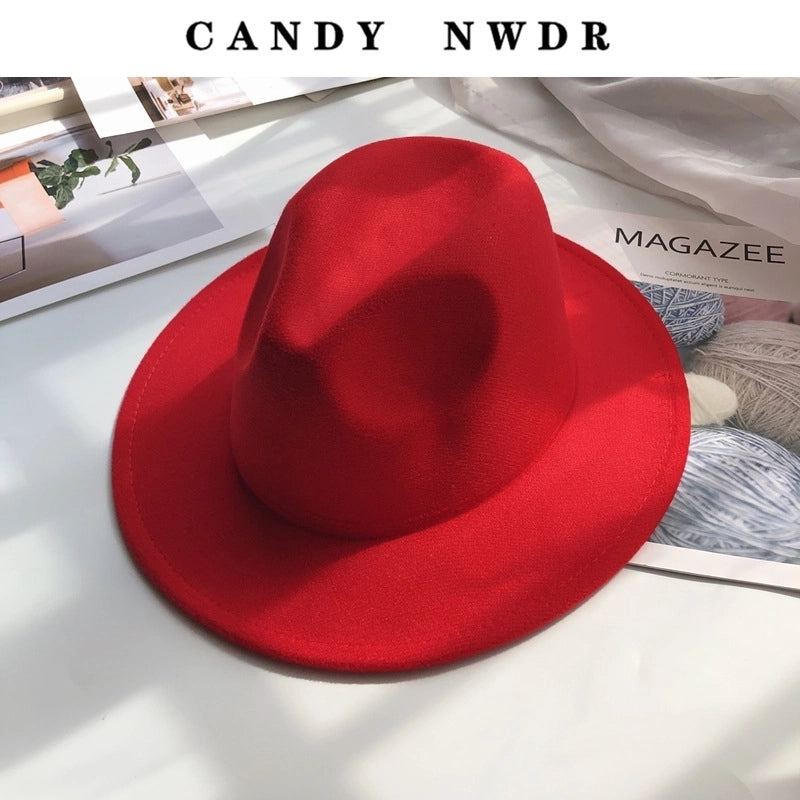 Unisex Fashion Solid Color Wide Eaves Felt Hat
