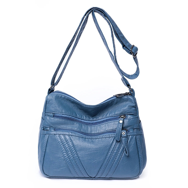 Women's Pu Leather Solid Color Vintage Style Square Zipper Square Bag