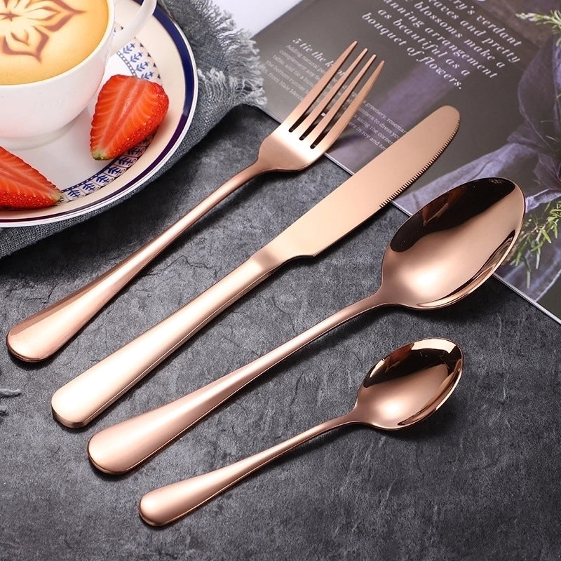 Fashion Solid Color Stainless Steel Tableware 4 Pieces
