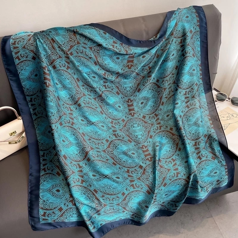 Women's Vintage Style Letter Color Block Polyester Silk Scarves