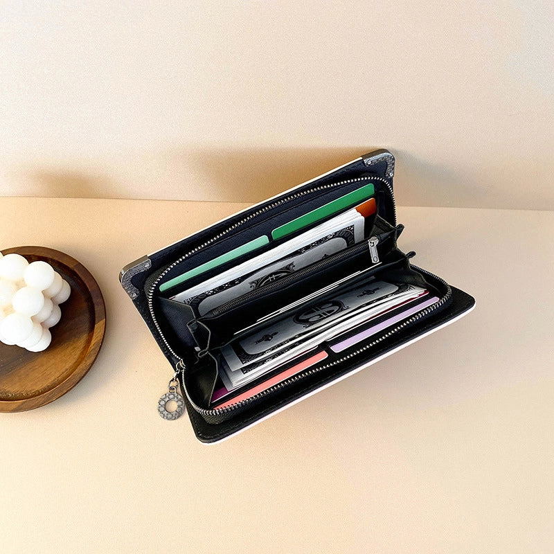 Women's Pu Leather Color Block Retro Classic Style Square Zipper Small Wallets