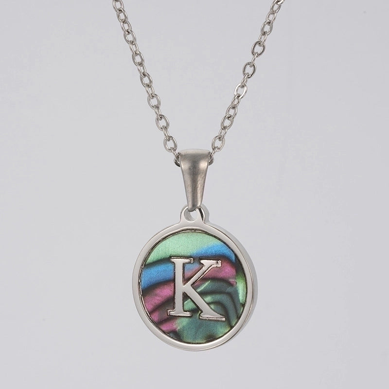 Fashion Round Letter Stainless Steel Necklace Patchwork Stainless Steel Necklaces