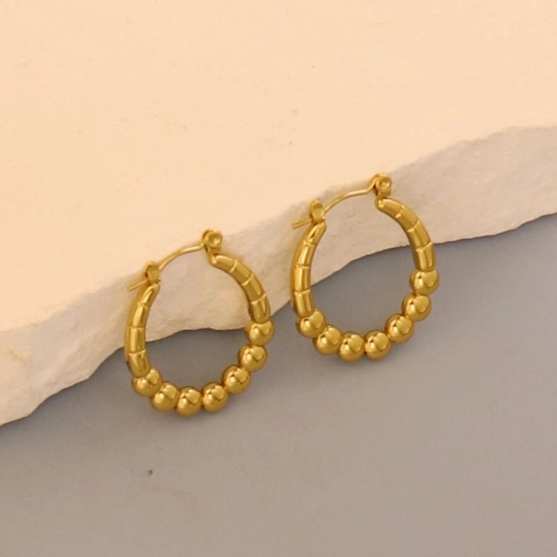 1 Pair Minimalist Pentagram Round Solid Color Plating 304 Stainless Steel 18K Gold Plated Earrings