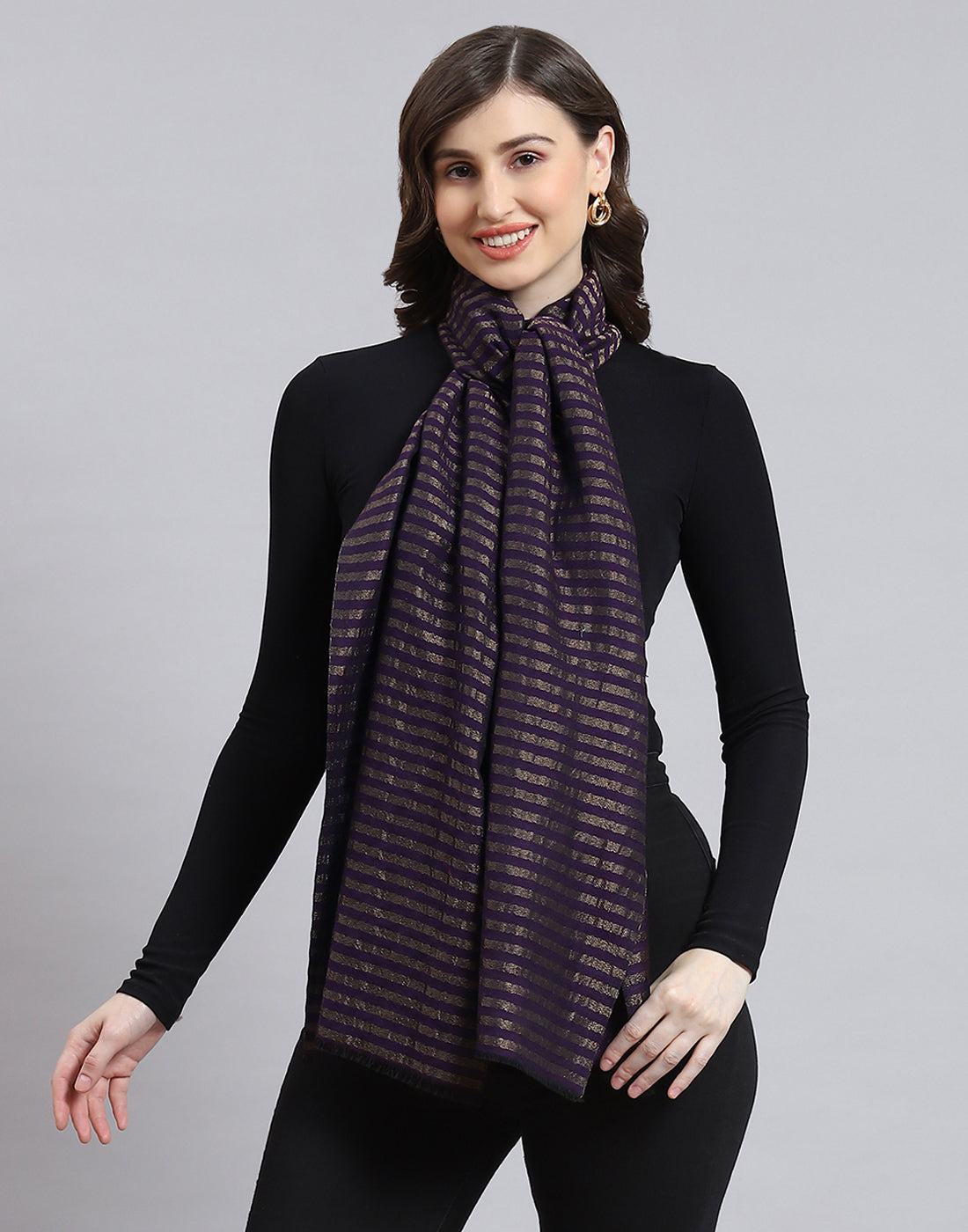 Women Purple Stripe Stole