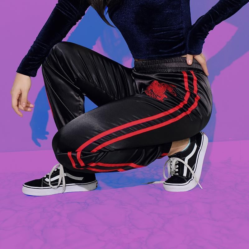 Dragon Embroidered Striped Trousers