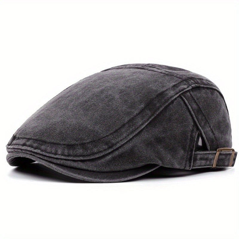 Men's Retro Classic Style Solid Color Short Brim Beret Hat