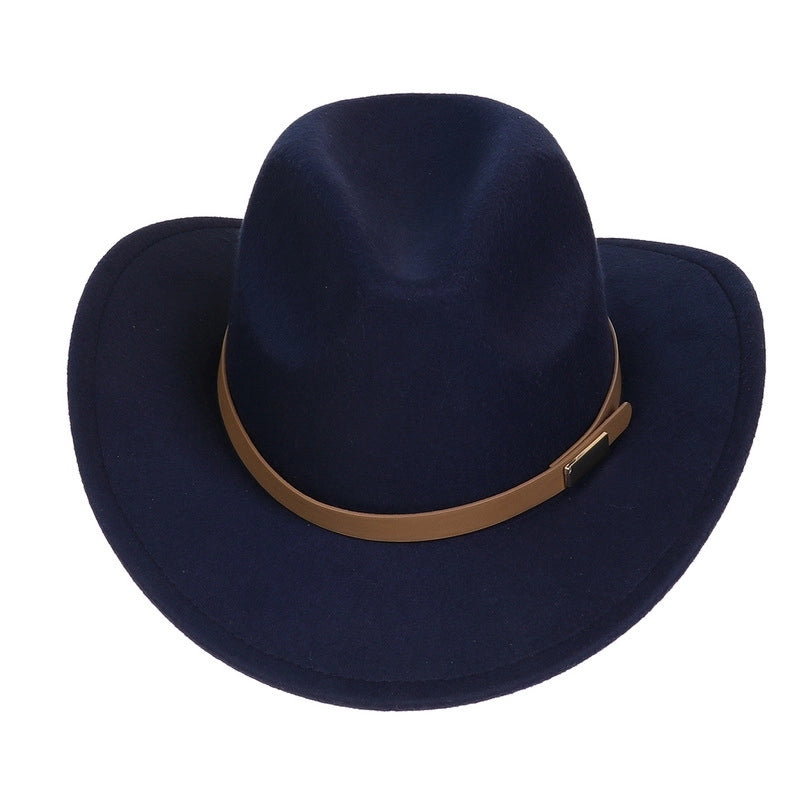 Tibetan Western Denim Top Hat Spring And Autumn New Jazz Hat Big Brim Five-pointed Star Belt Accessories Felt Hat For Men And Women