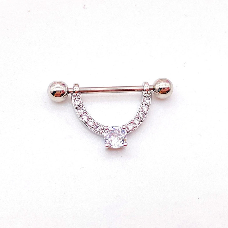 Fashion Leaf Star Wings Stainless Steel Inlaid Zircon Nipple Ring 1 Piece
