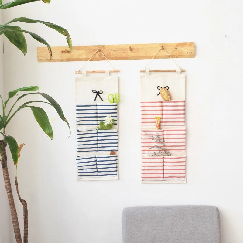 Cotton Linen Fabric Door Back Wall Storage Hanging Pocket Bathroom Waterproof Multi-layer Multi-functional Hanging Bag