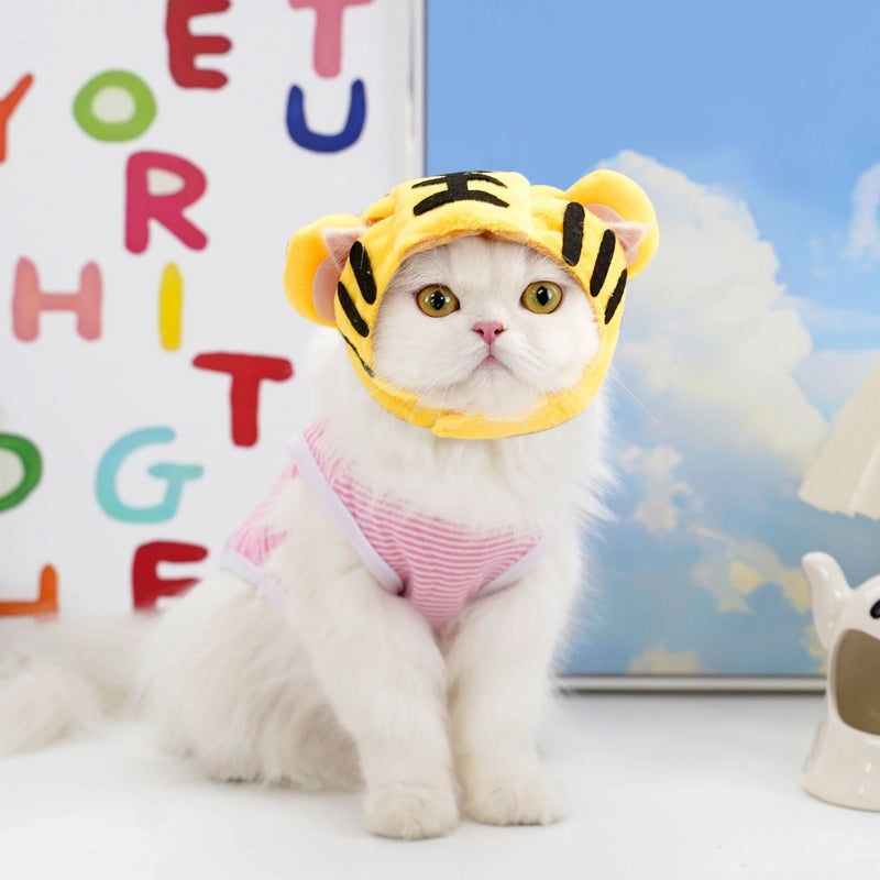 Pet Sunflower Hat Dog Cat Banana Headdress Tiger Head Cover Teddy French Bucket Supplies