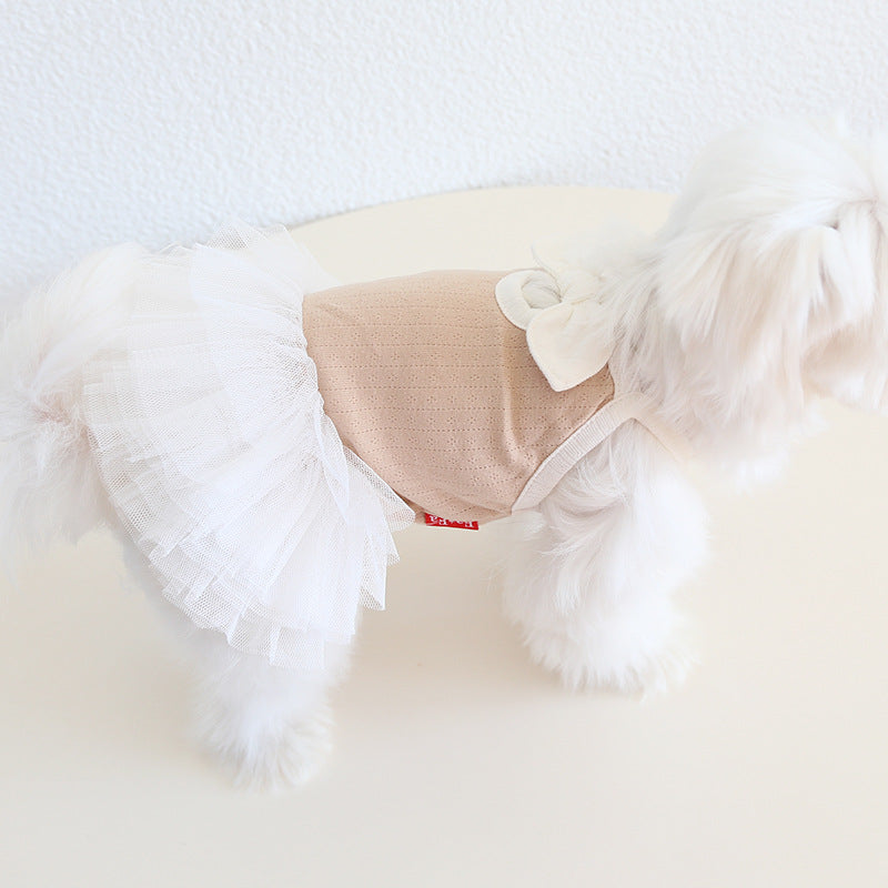 Contrast Color Sweet Bow Dog Cat Dress