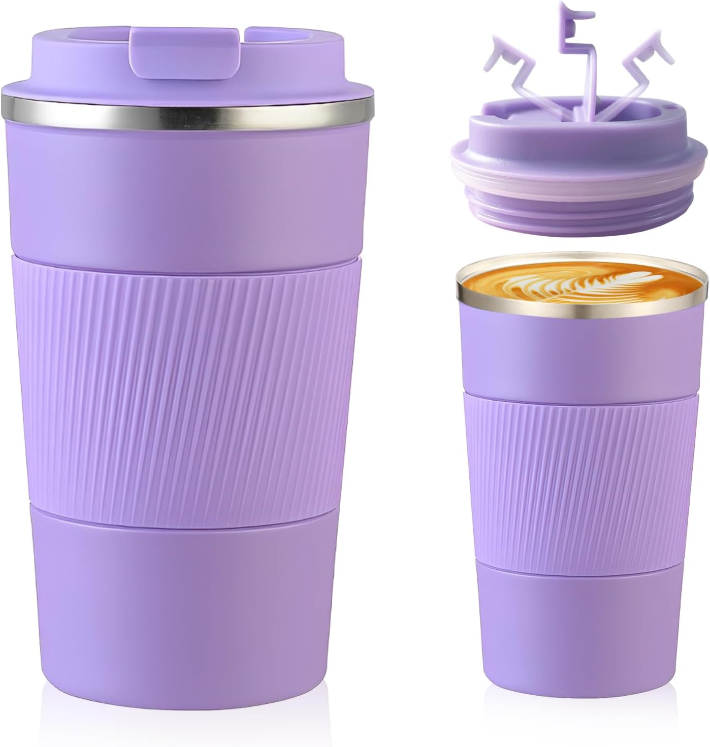 Senshuomy Travel Mug, Insulated Coffee Cup with Leakproof Lid, Reusable Coffee Cups Travel Cup, Stainless Steel thermaol Mug for Hot Cold Drinks (Green 380ml)