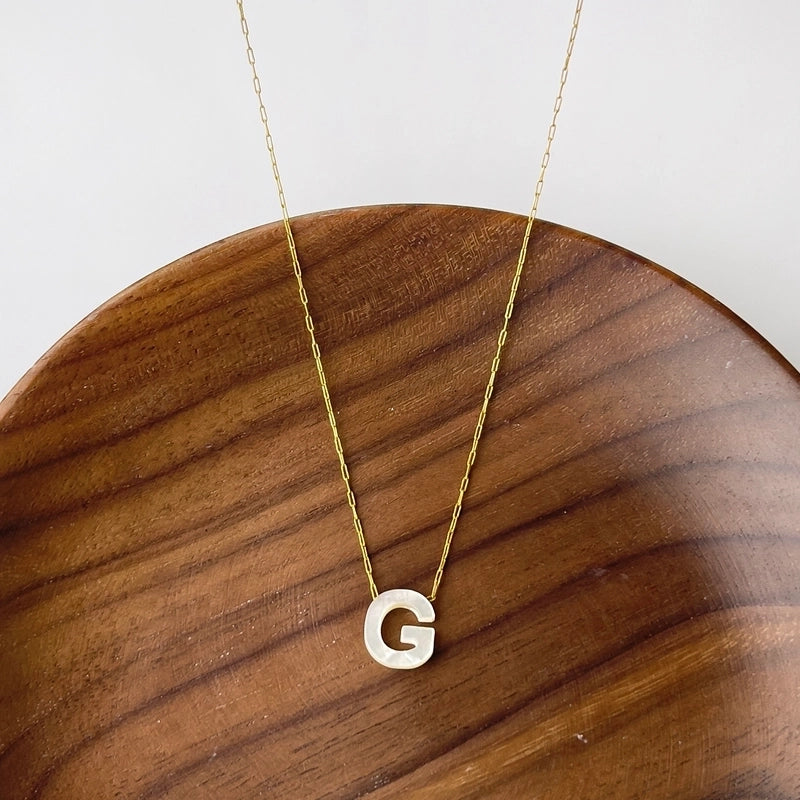 316L Stainless Steel  18K Gold Plated Minimalist Irregular Letter Shell Pendant Necklace