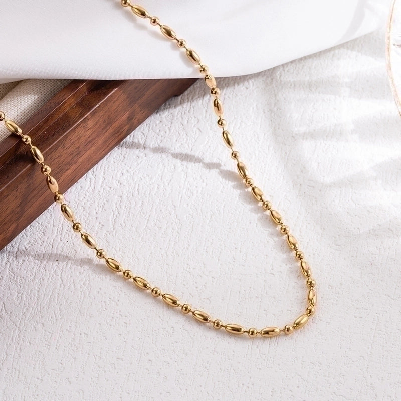 Elegant Minimalist Solid Color 304 Stainless Steel 18K Gold Plated Stainless Steel Necklaces