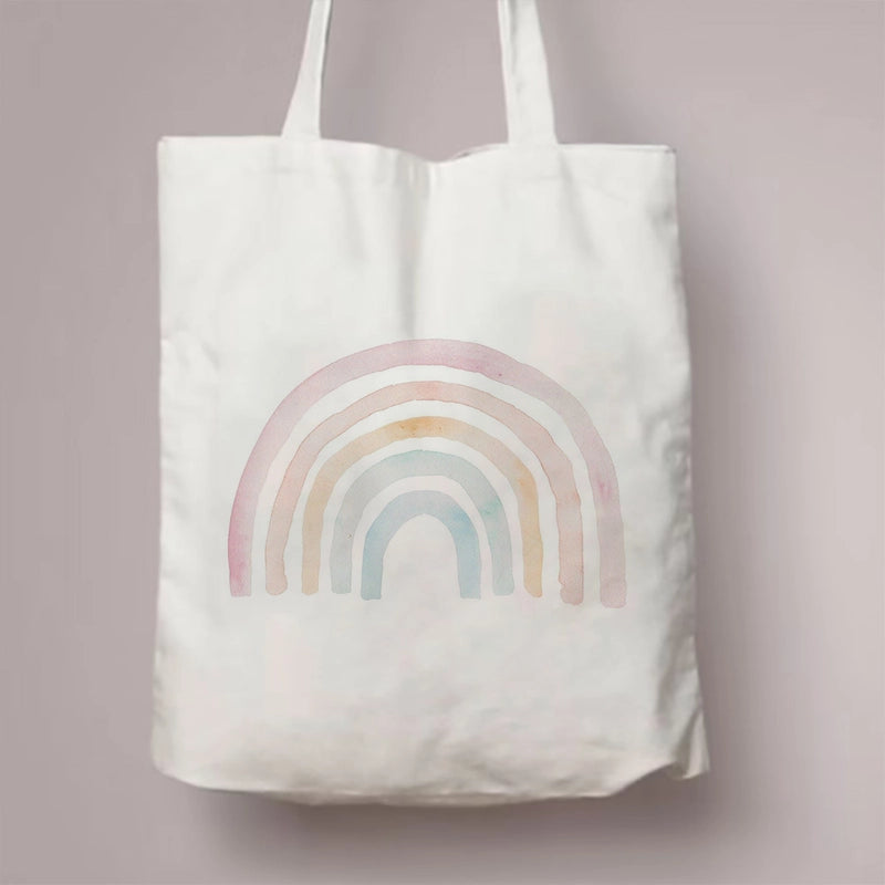 Women's Canvas Rainbow Red Heart Cute Square Open Canvas Bag