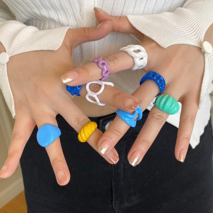 Hand-painted Solid Color Irregular Rings