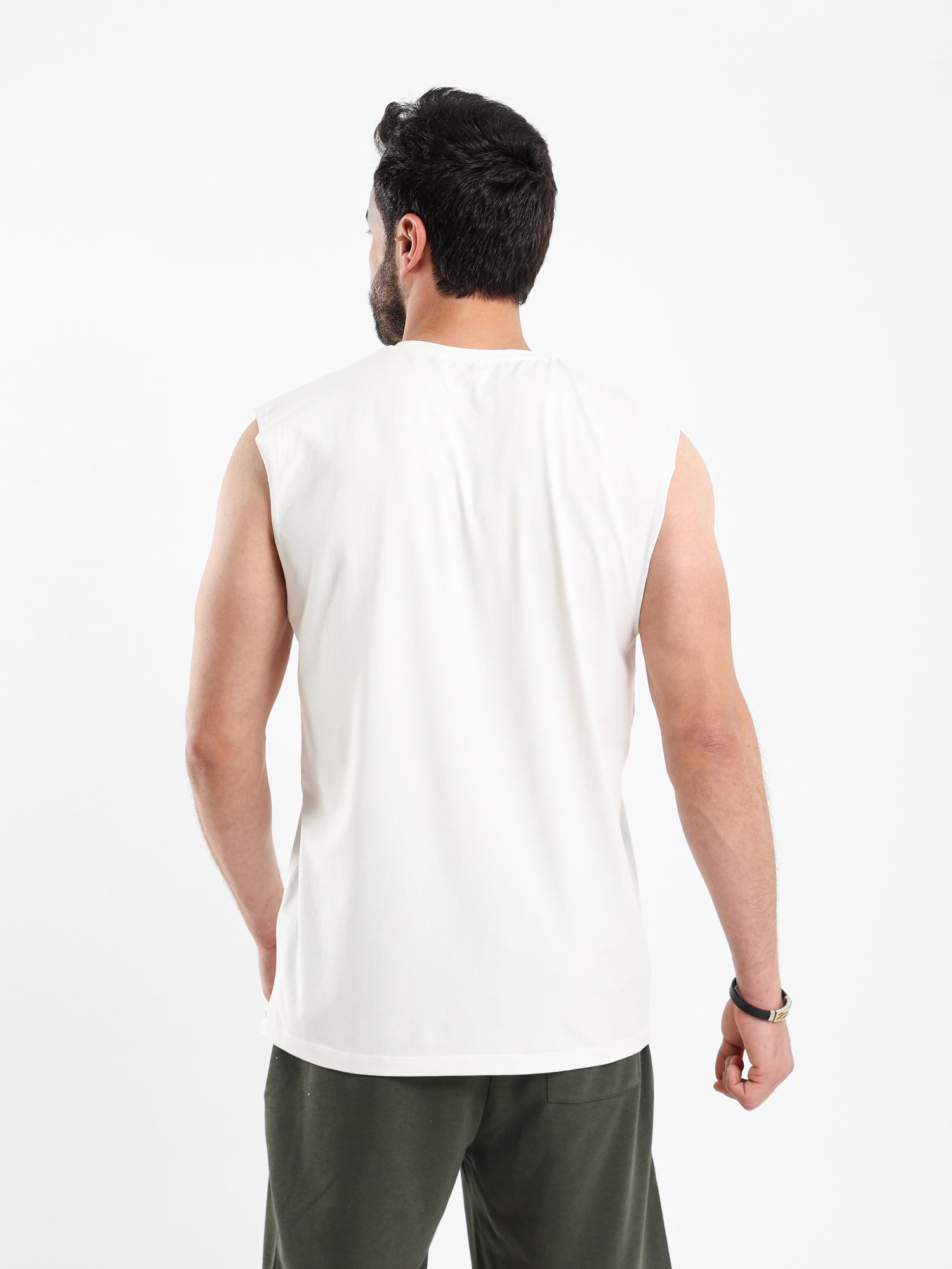 Sleeveless T Shirt with Woven Badge
