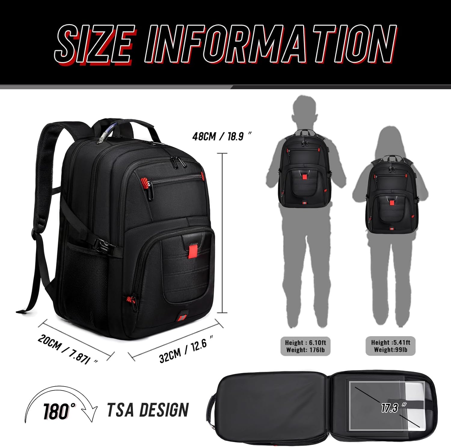 Z-MGKISS Travel Backpack, 50L Extra Large Travel Laptop backpack, Travel Backpack for Men Women with TSA Airline Approved Luggage Bussiness Backpack, Black