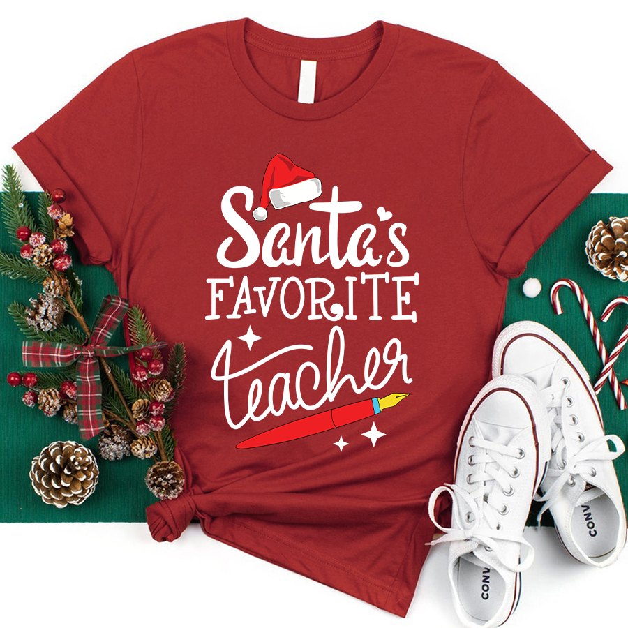 Christmas Santa's Favortie Teahcer T-Shirt