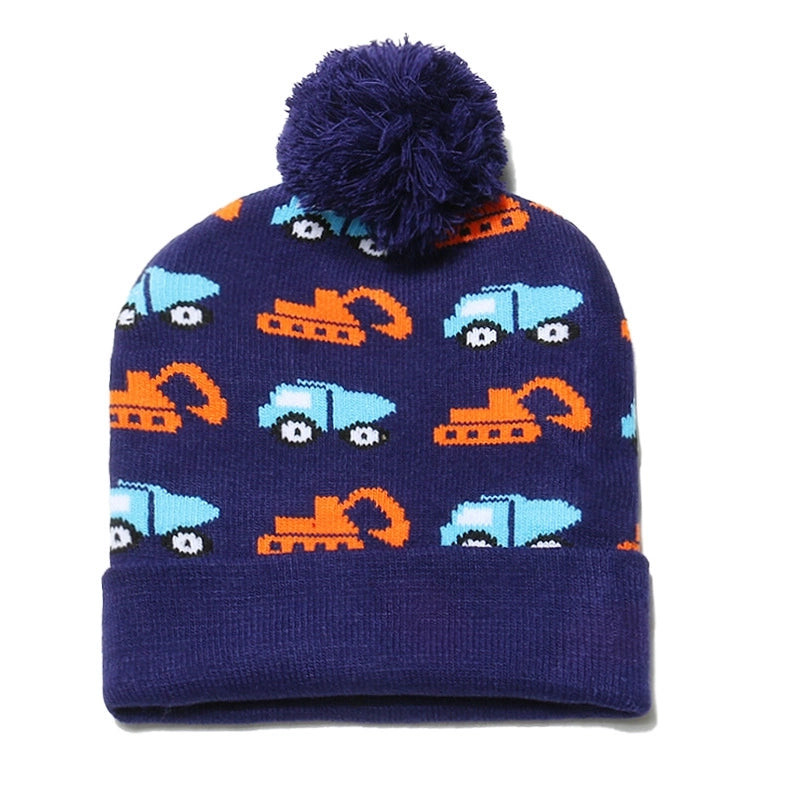 Children Unisex Casual Car Pom Poms Jacquard Wool Cap