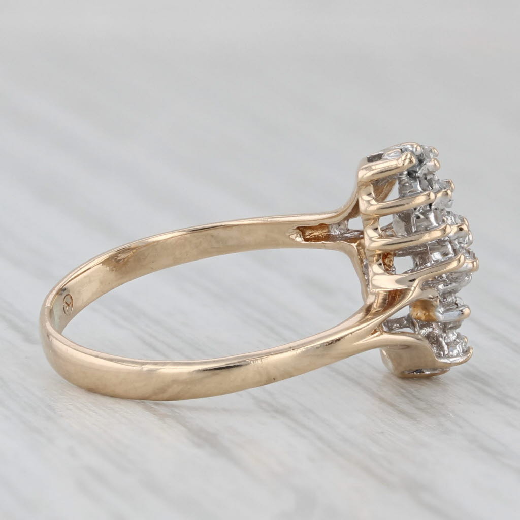 0.16ctw Diamond Cluster Bypass Ring 14k Yellow Gold Size 5