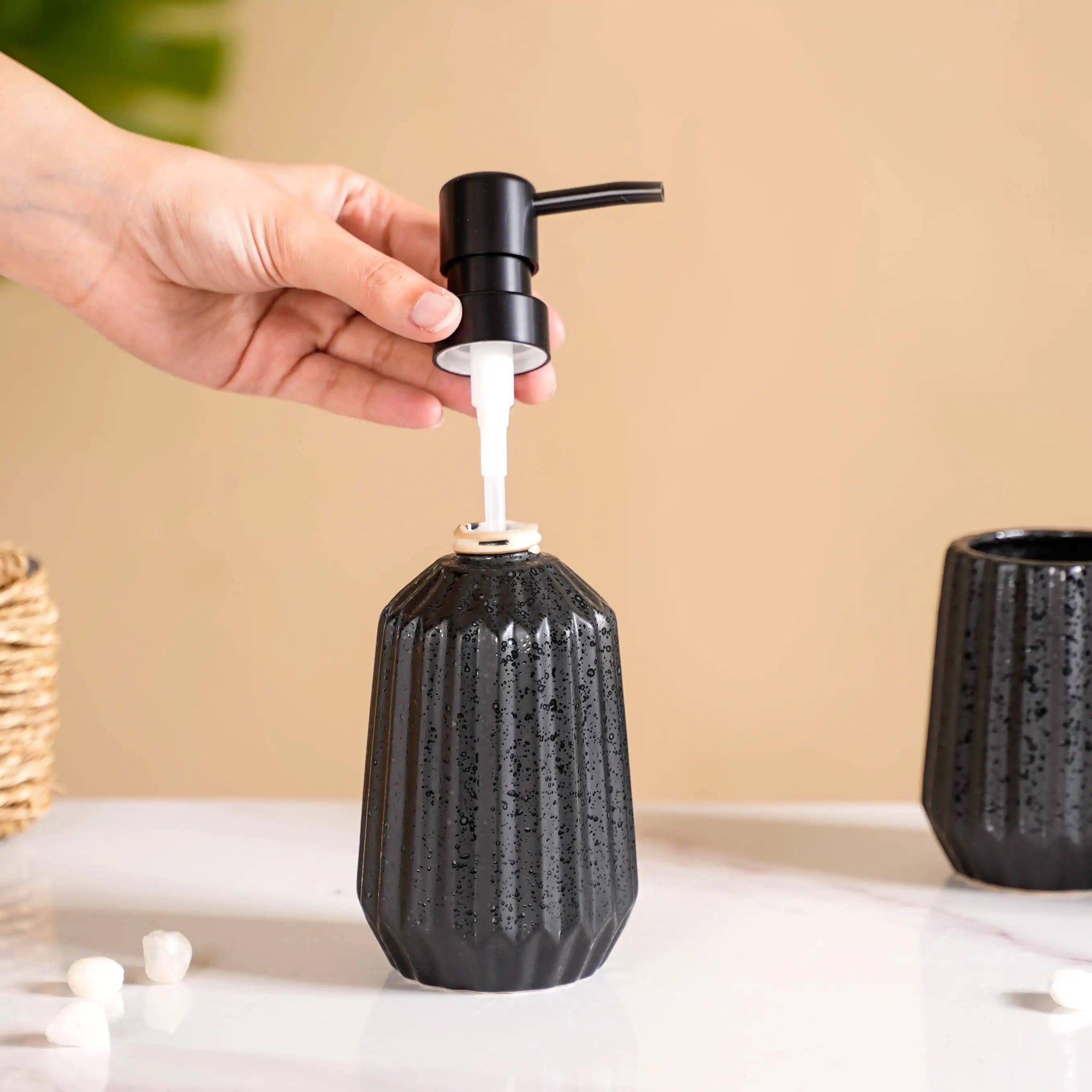 All Black Ceramic Bathroom Set Of 3