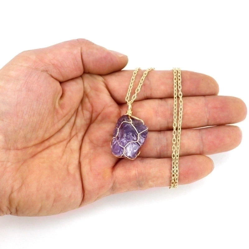 Minimalist Geometric Alloy Natural Stone Knitting Pendant Necklace