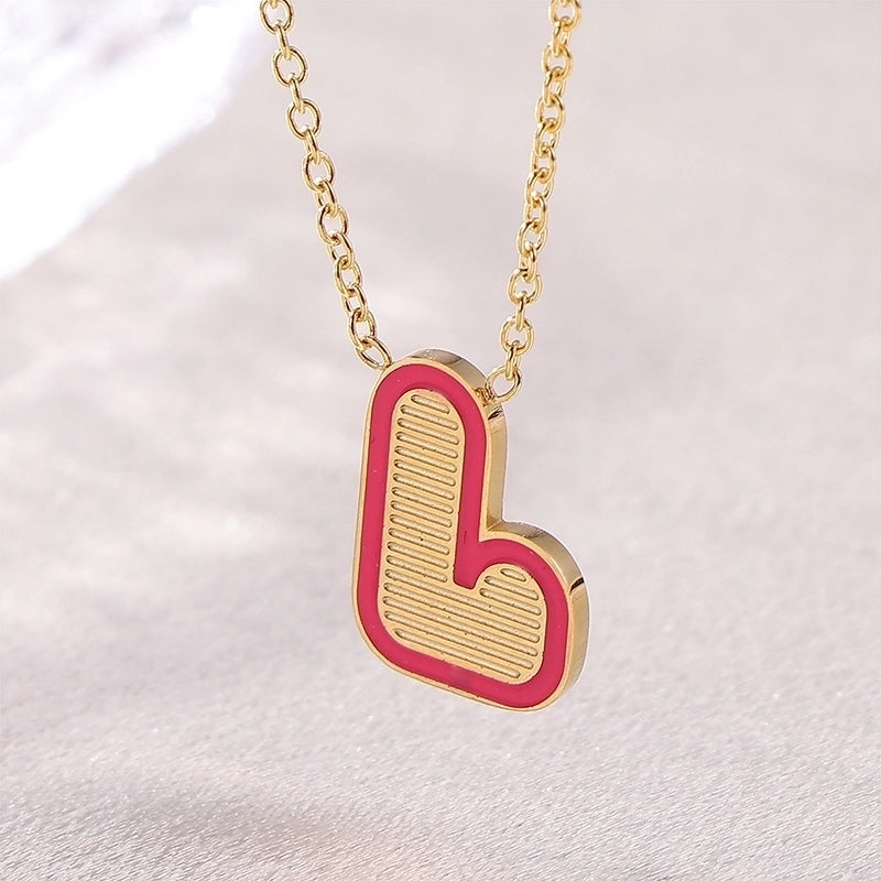 Sweet Minimalist Artistic Letter Stainless Steel Enamel Plating Pendant Necklace