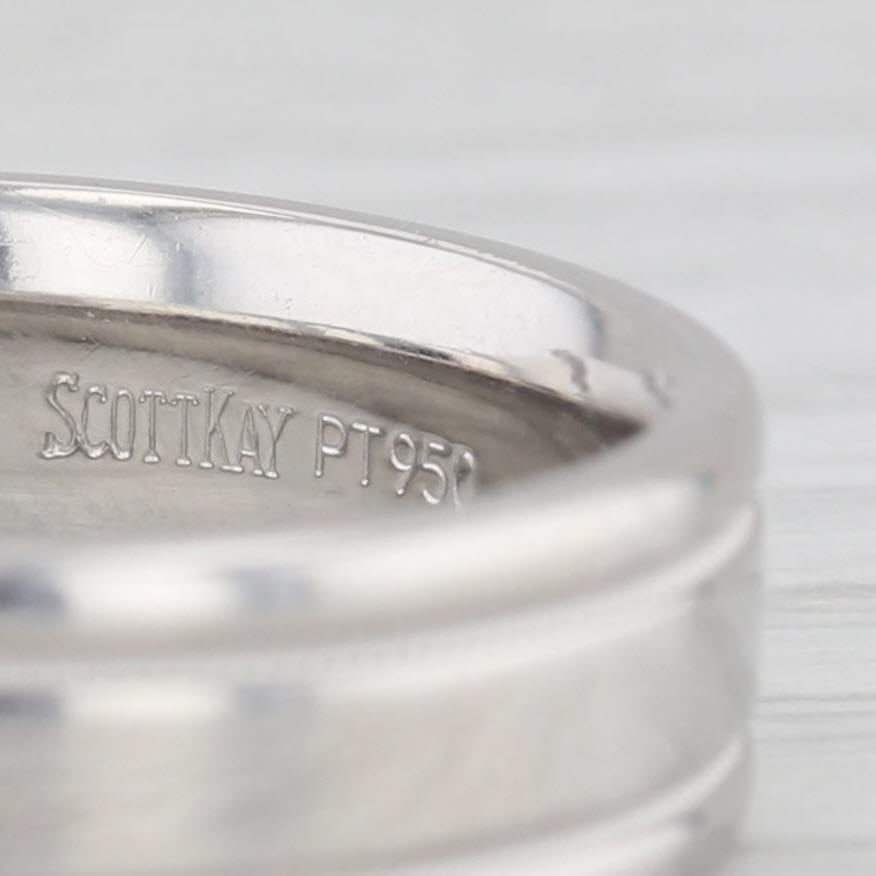 Scott Kay Men's Wedding Band 950 Platinum Ring Reeded Edge