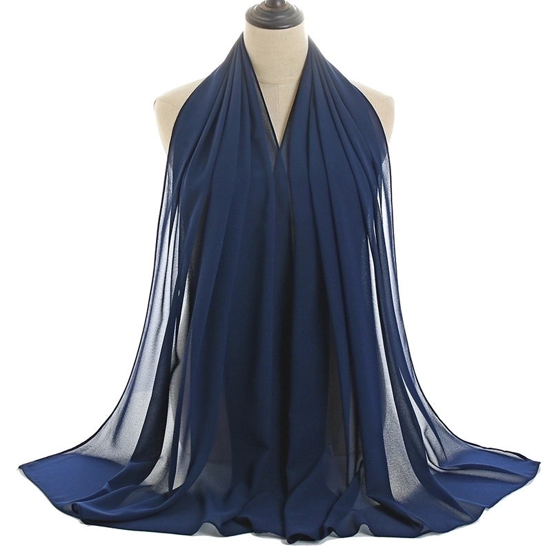 Women's Minimalist Solid Color Chiffon Cotton Linen Scarves