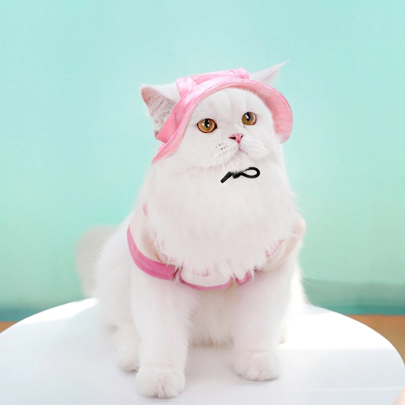 Dog Cat Sun-proof Anti-tightening Hat Anti-release Ear Adjustable Rope Buckle Fisherman Hat Pet Supplies