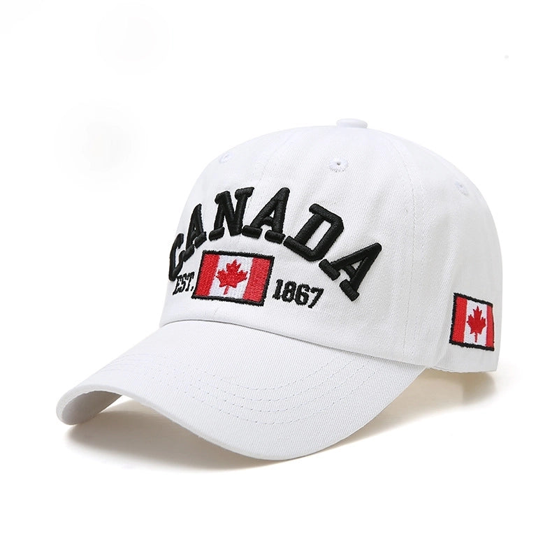 Unisex Casual Letter Maple Leaf Embroidery Curved Eaves Baseball Cap