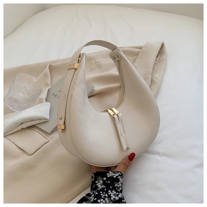 Women's Medium All Seasons Pu Leather Solid Color Streetwear Zipper Handbag
