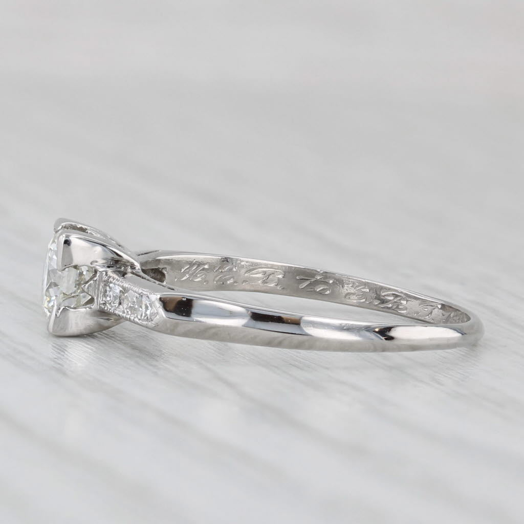 Antique 0.59ctw Diamond Engagement Ring Platinum Size 7