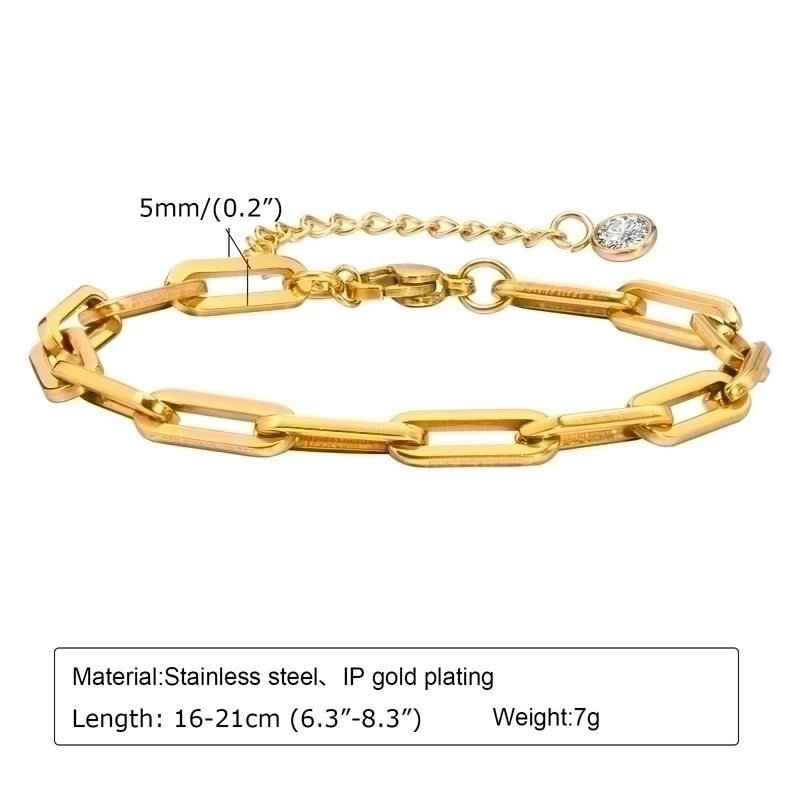 Solid Color 304 Stainless Steel 18K Gold Plated Bracelets In Bulk