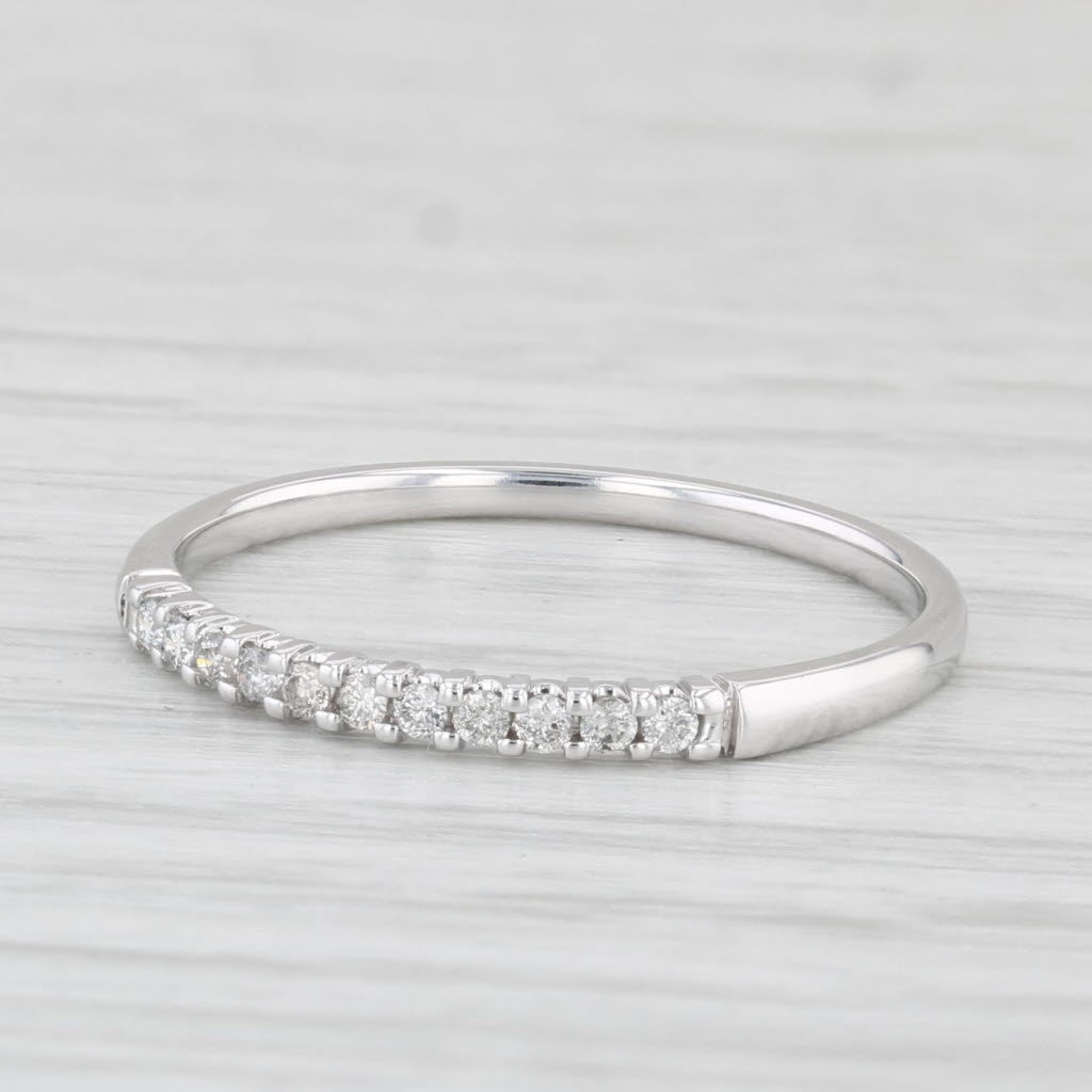 0.10ctw Diamond Wedding Band 10k White Gold Stackable Ring Size 7