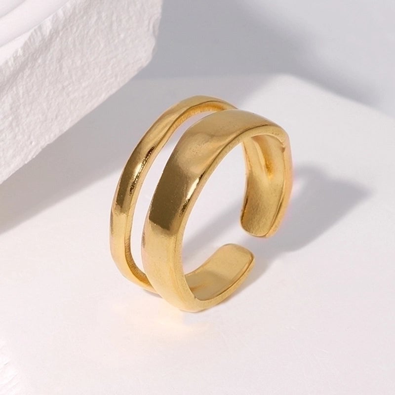 Minimalist Geometric Stainless Steel Hollow Out Open Ring 1 Piece